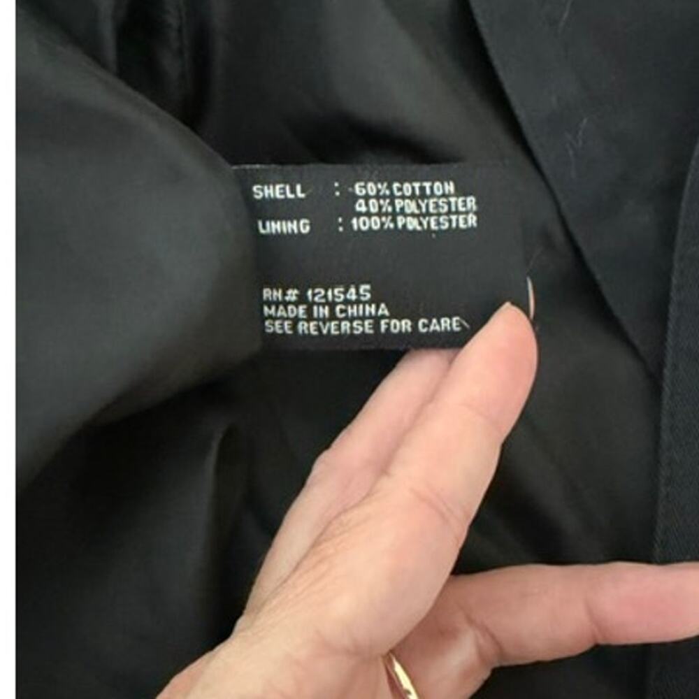 London Fog Trench Coat Womens 6 Black Double Breasted Rain Jacket Classic - Picture 8 of 10